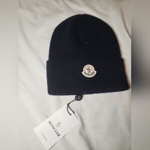 Moncler Black Ribbed Beanie
